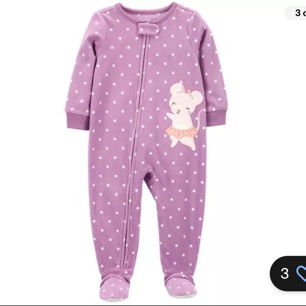 Toddler Girl Carter's Owl Fleece Footed Pajamas Purple Cozy Baby Infant 12 Month
